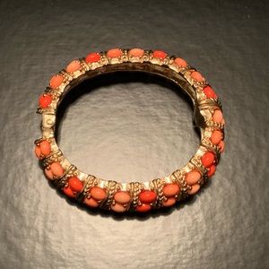 Coral & gold bangle with magnetic closure